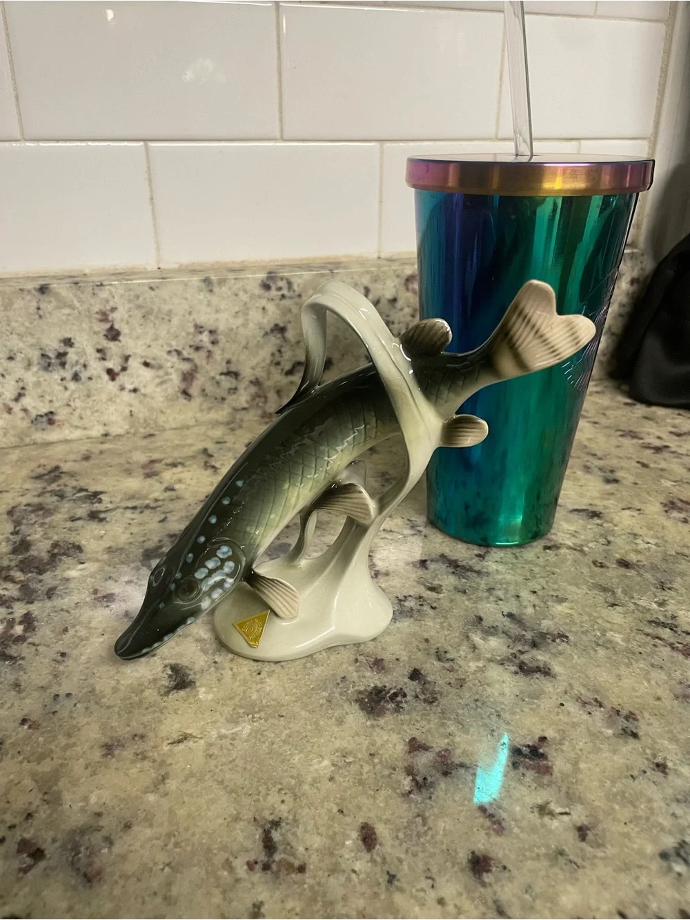 vintage Royal Dux Bohemia porcelain figurine pickerel or pike fish collect dad